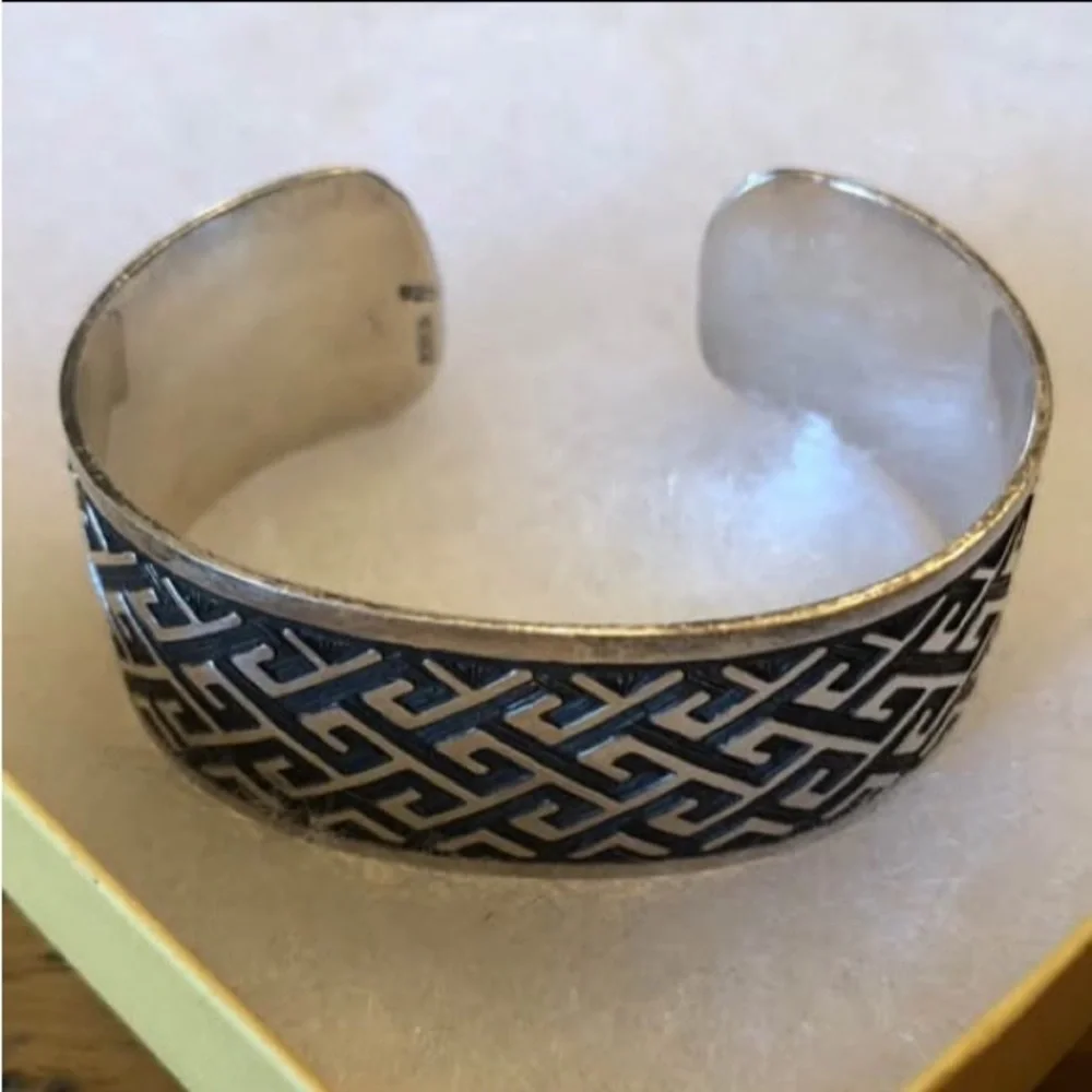 Rare Vintage Silpada Sterling Silver Aztec Design Cuff Bracelet B1165 - Picture 14 of 16